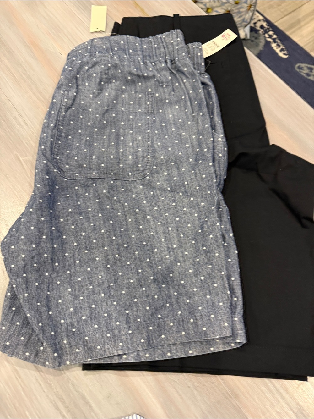 Talbots Blue Dot Elastic-Waist Pull-On Shorts and Black Shorts